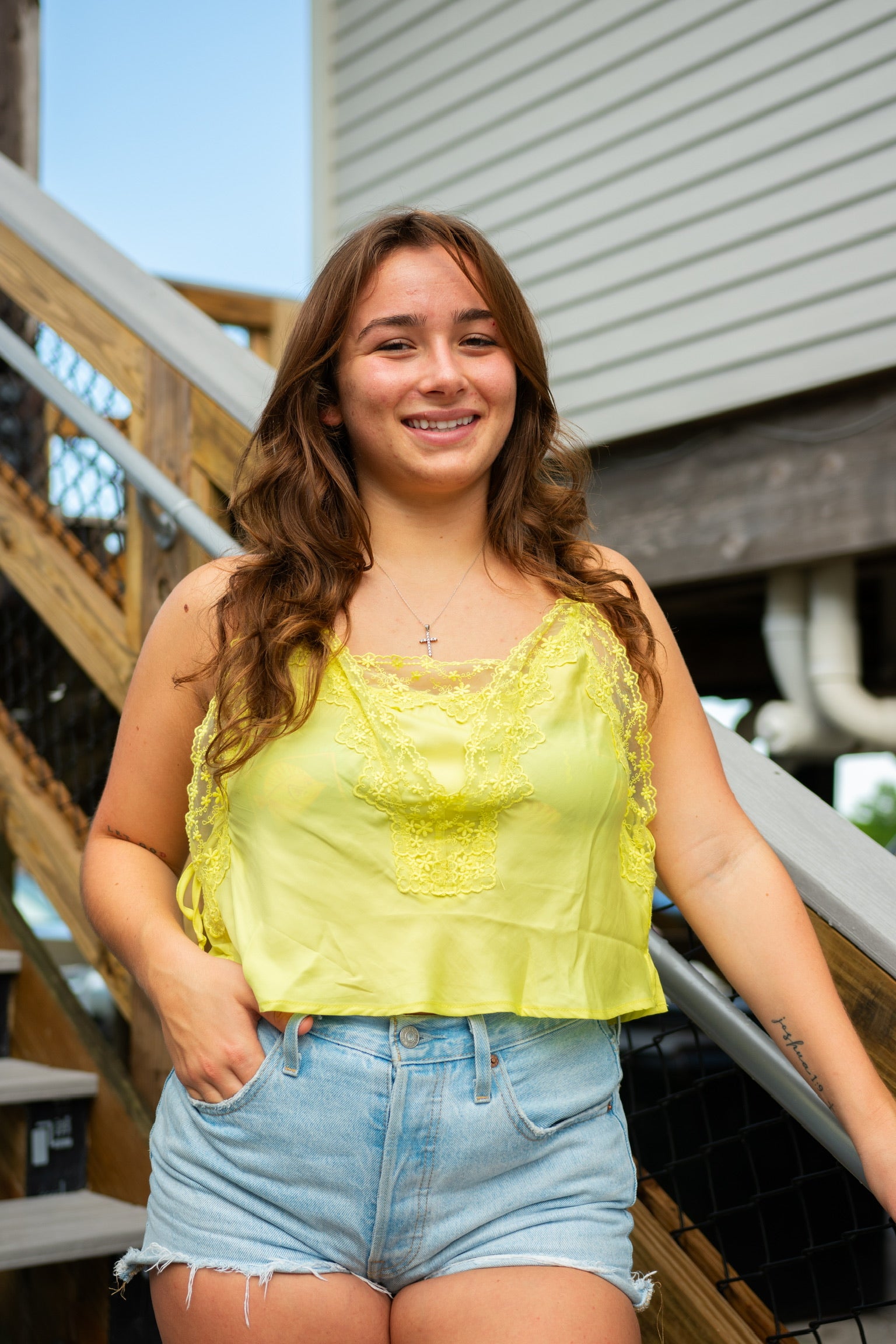 Lemon Lime Lace Tie Tank